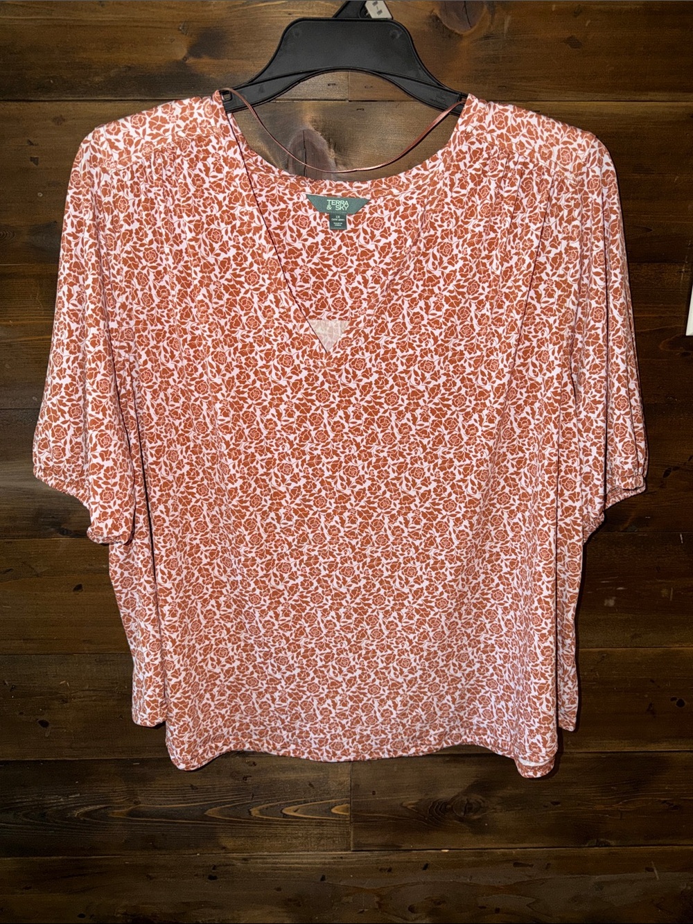Terra & Sky Rust Floral Short Sleeve Tee